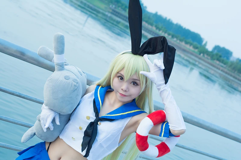 Anime Kantai Collection Shimakaze Uniforms Cosplay Cos Costume Free Shipping+Socks | Costumes
