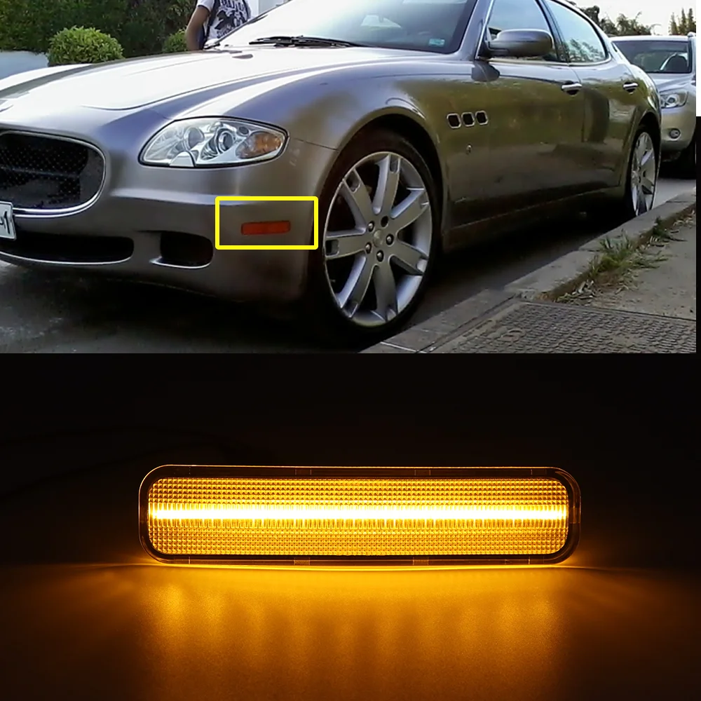 

2Pcs Clear Amber Front LED Side Marker Bumper Light Kit For Maserati Quattroporte 2004 2005 2006 2007 2008 2009