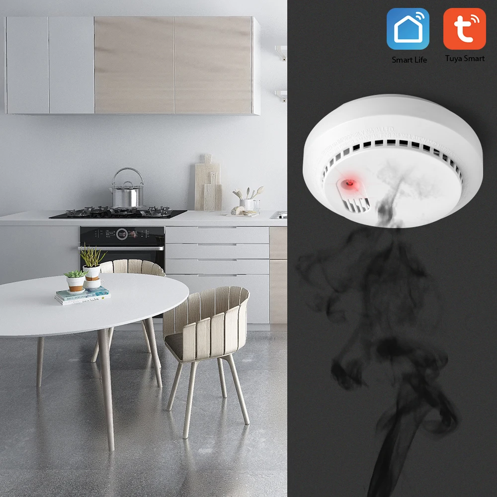 

Smart Home Wifi CO/Smoke Detector Battery Power Security Wireless Carbon Monoxide Detector Alarm Push Work With Tuya Smart Life