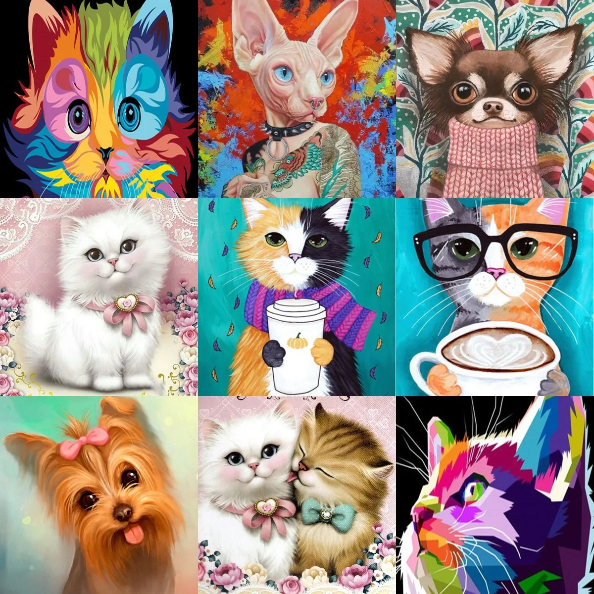 

5D DIY diamond painting Animal Cat Embroidery Cartoon Mosaic Stickers Home Decoration Handmade Wall Stickers Christmas Gifts