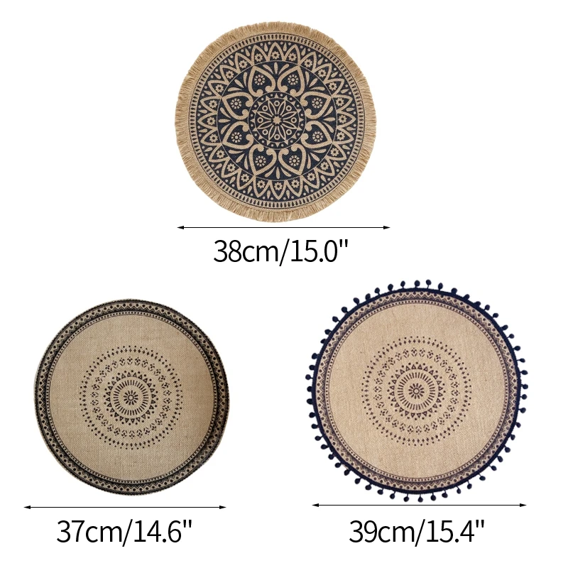 

New Round Placemat Hand-woven Placemat Nordic Style Table Mat Cup Pad Durable Insulation Heat Cupmat Elegant Placemat