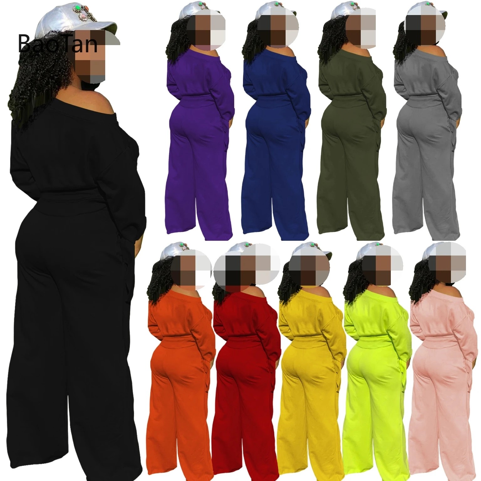 

2 piece set women casual outfits for women solid long sleeve Pullover