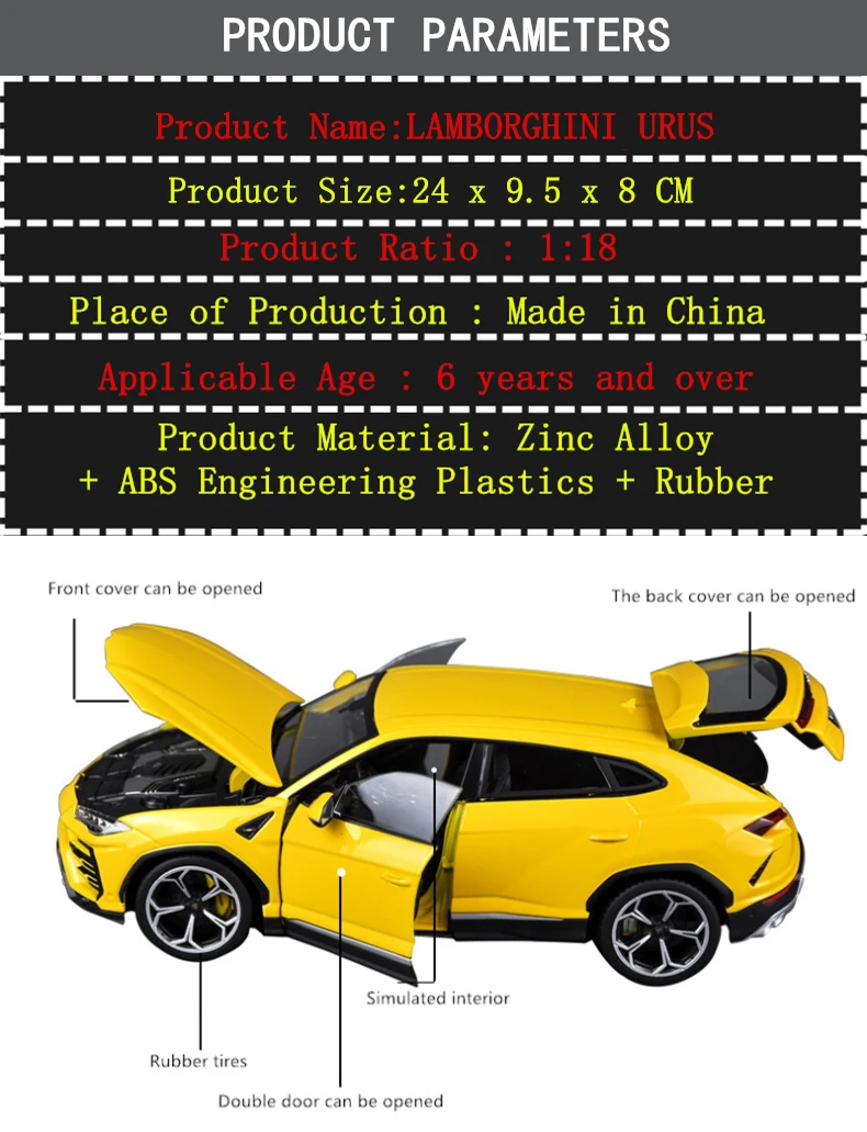 Bburago 1:18 Lamborghini URUS Bison автомобиль сплав модель автомобиля моделирование автомобиля украшение коллекция Подарочная игрушка Литье под давлением модель игрушка для мальчиков