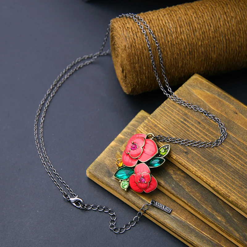 Модные аксессуары женское дизайнерское длинное ожерелье с глазурью розы оптовая