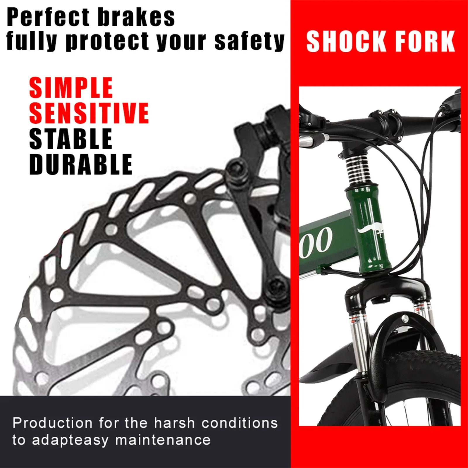 

26 21 Speed Dual Mountain Bike Disc Brakes Full Suspension,Folding High Carbon Steel Frame Fashionable Mountain Bike, Non-slip