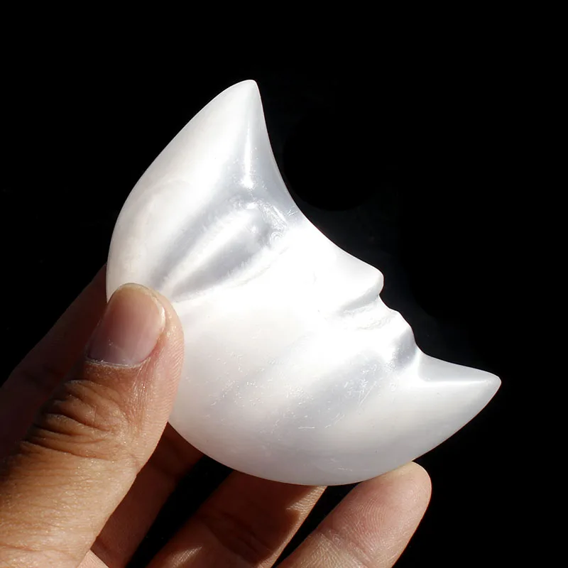 

1 шт. натуральный белый кристалл селенит Луна лицо для домашнего декора