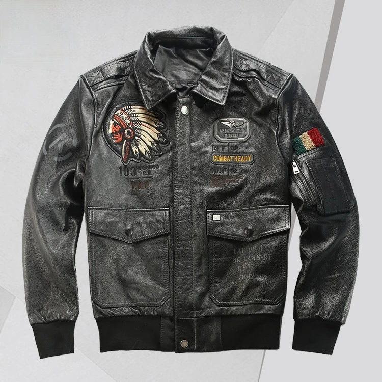 

Мужской кожаный костюм с вышивкой, Прямая поставка с завода, кожаная куртка с лацканами для отдыха на весну и осень