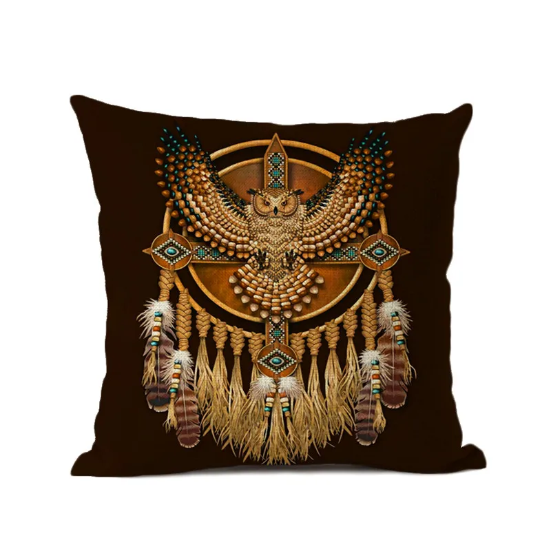 Boho Indain Подушка обертывание на подушки перо декор в виде Ловца снов диван