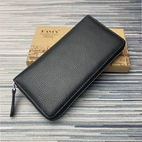 top luxury mens and womens long zipper cowhide wallet leisure credit card storage wallet