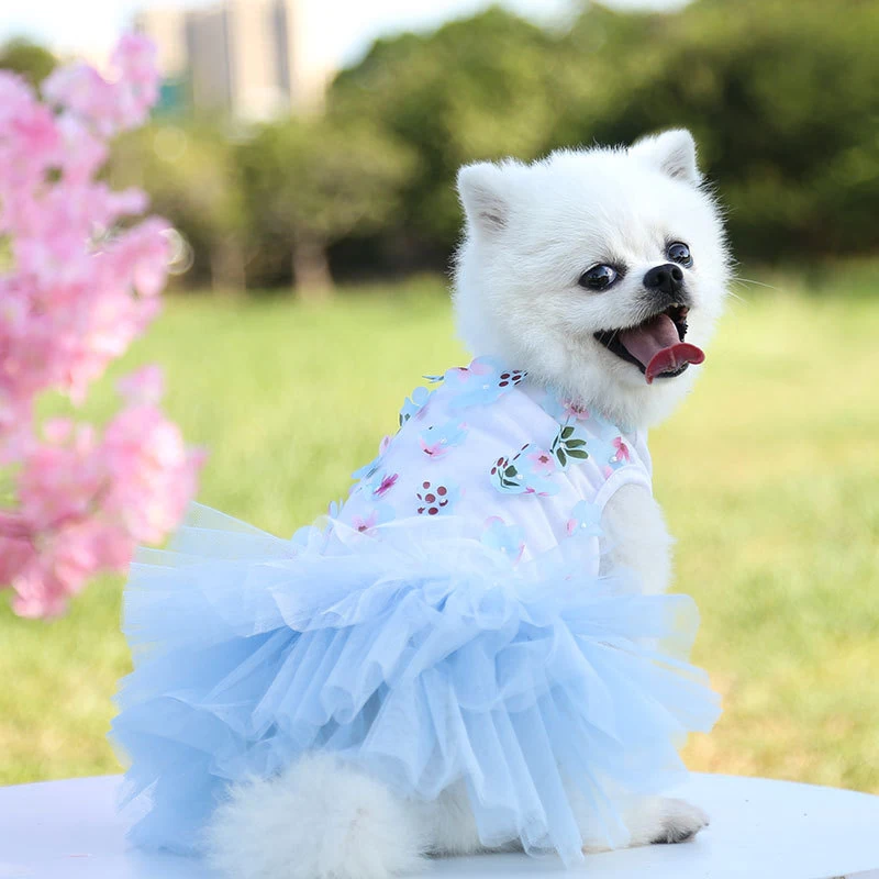 

Pet Princess Style Skirt Pretty Dog Skirt Clothes Spring And Summer Breathable Sweet Peach Blossom Dress For Small Dog Universal