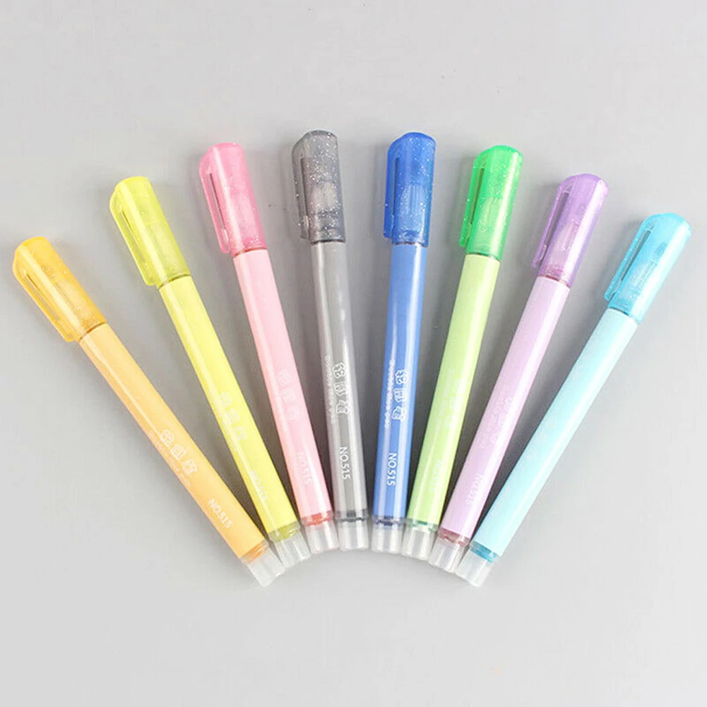 8 Colors Highlighter Double Line Outline Draw Marker Fluorescent Pen Stationery Combination set | Канцтовары для офиса и дома