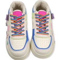 rainbow colorful flats shoelaces off sneaker white shoelace classic hollow woven shoe laces for ajaf stitching creative string