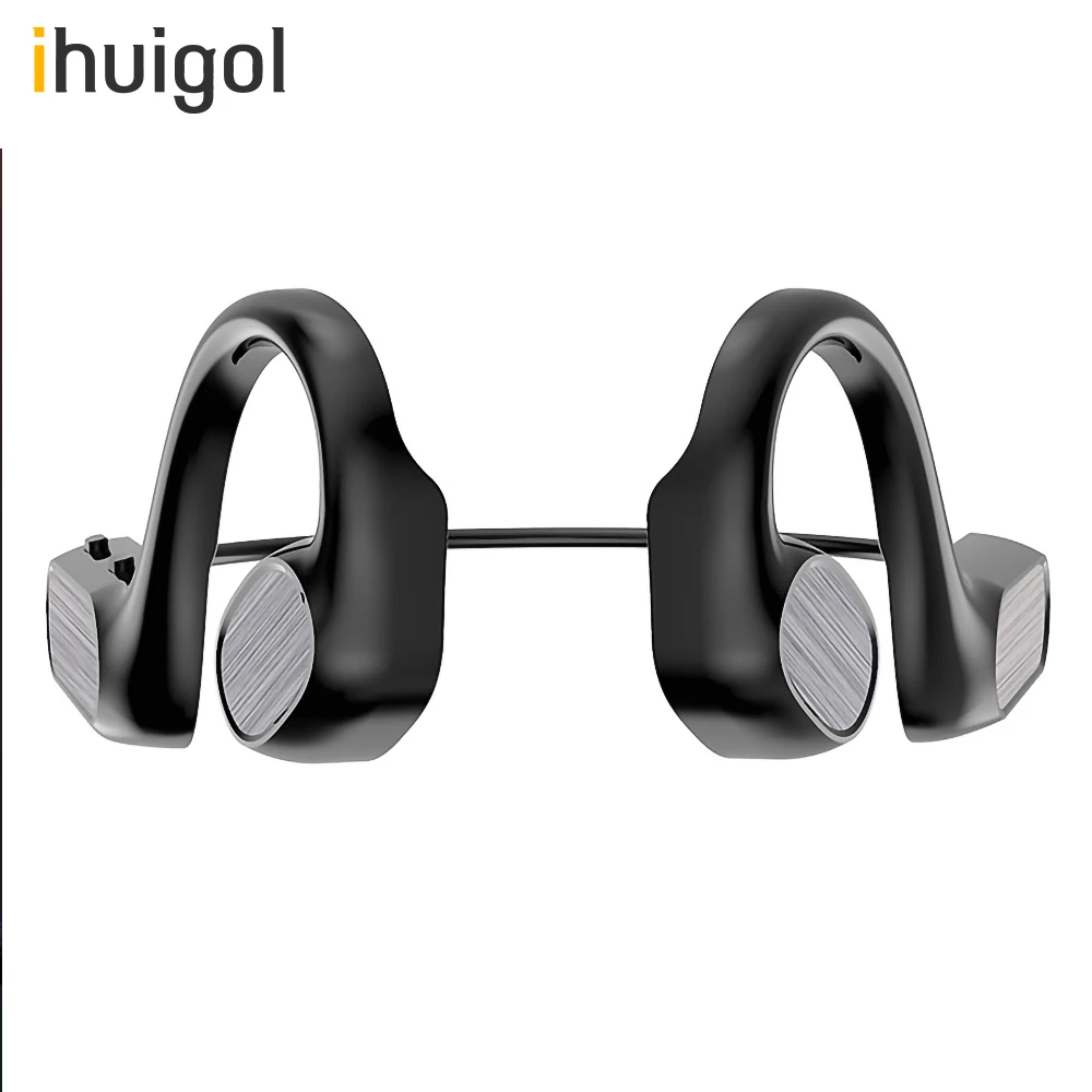 

ihuigol New Bone Conduction Wireless Bluetooth Earphone Stereo Hands-free with Mic Sports Gaming Sweatproof Waterproof Earbuds
