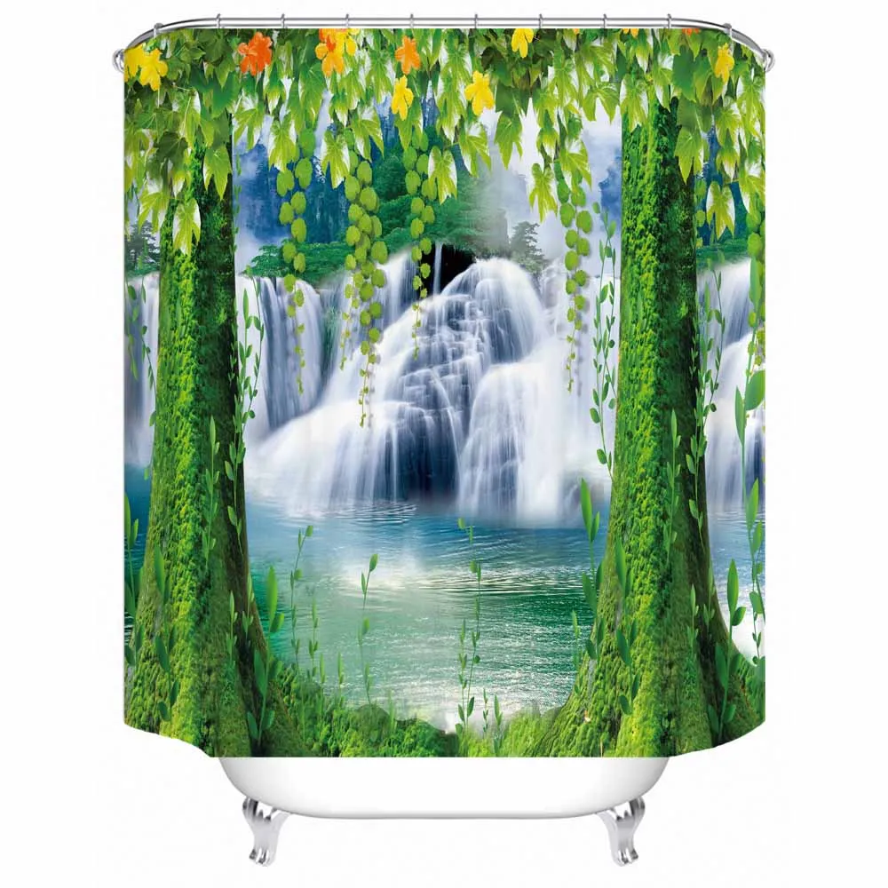Водонепроницаемая занавеска для душа из полиэстера с принтом Водопад | Дом и сад