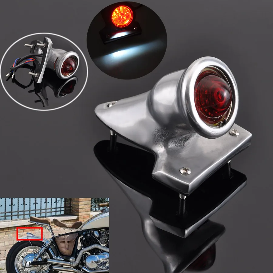 

Universal 12V Red Lens Vintage Motorcycle Round LED Brake Stop Tail Light For Harley Cafe Racer Cruiser Scooter Chopper Bobber