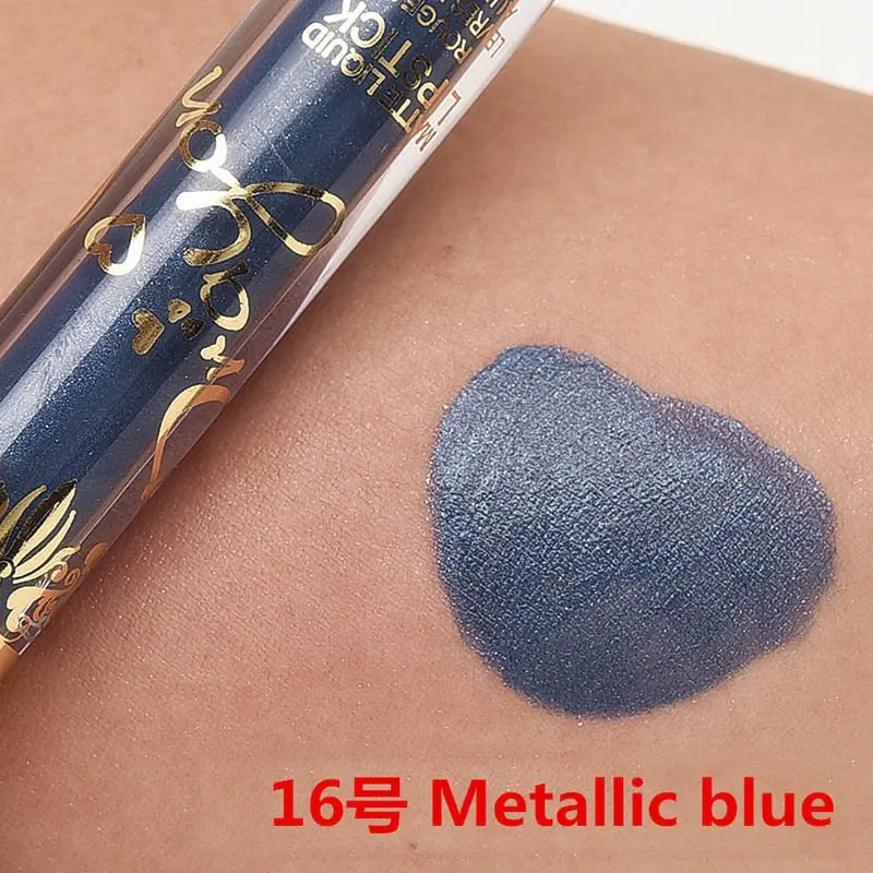 Цветная водостойкая блестящая жидкая матовая помада для губ в металлическом