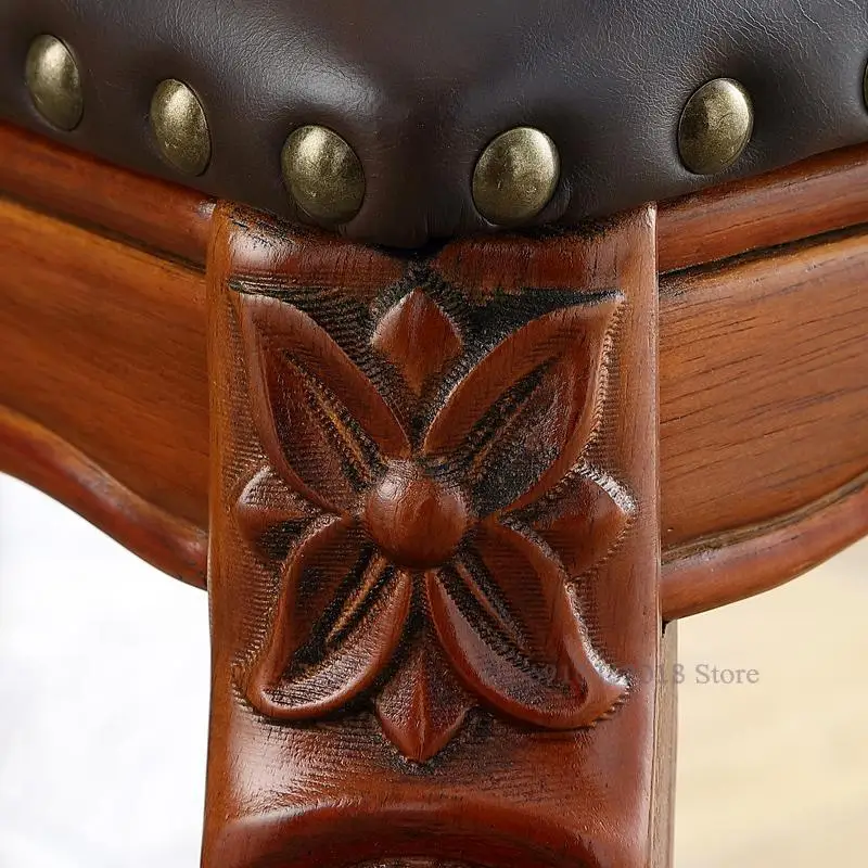 American Small Stool Household Leather Low Fashion Creative Bedroom Makeup Dressing Sofa Solid Wood Shoe |