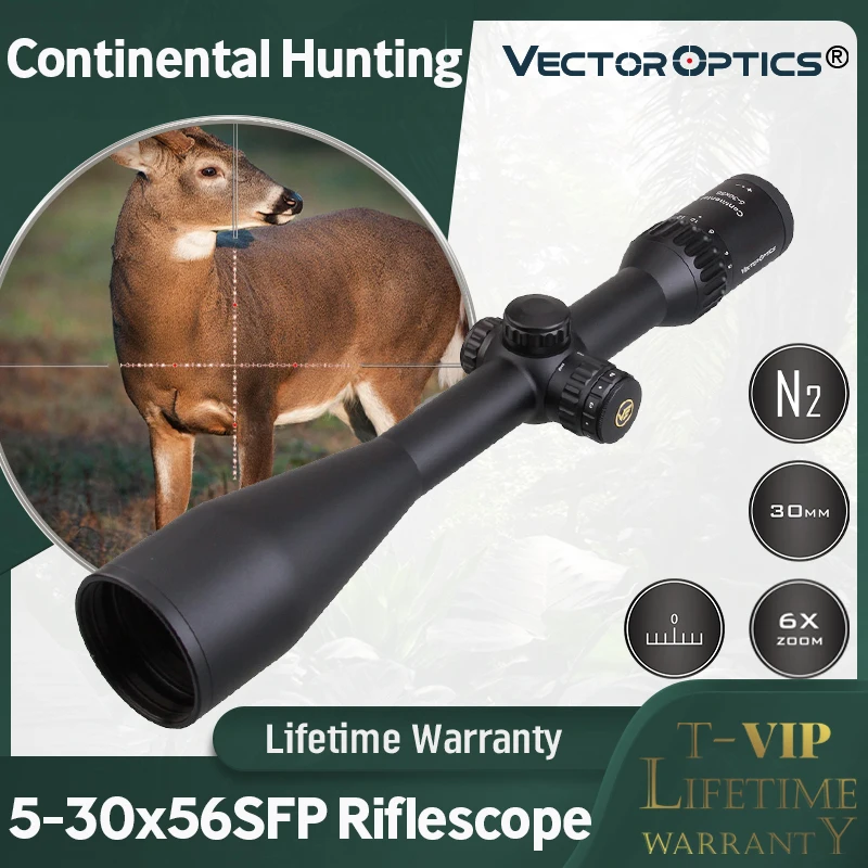 

Vector Optics Continental 5-30x56 Hunting Riflescope Sniper Optical Rifle Scope 90% Light 1/4 MOA Shock Proof .338 Lapua Magnum