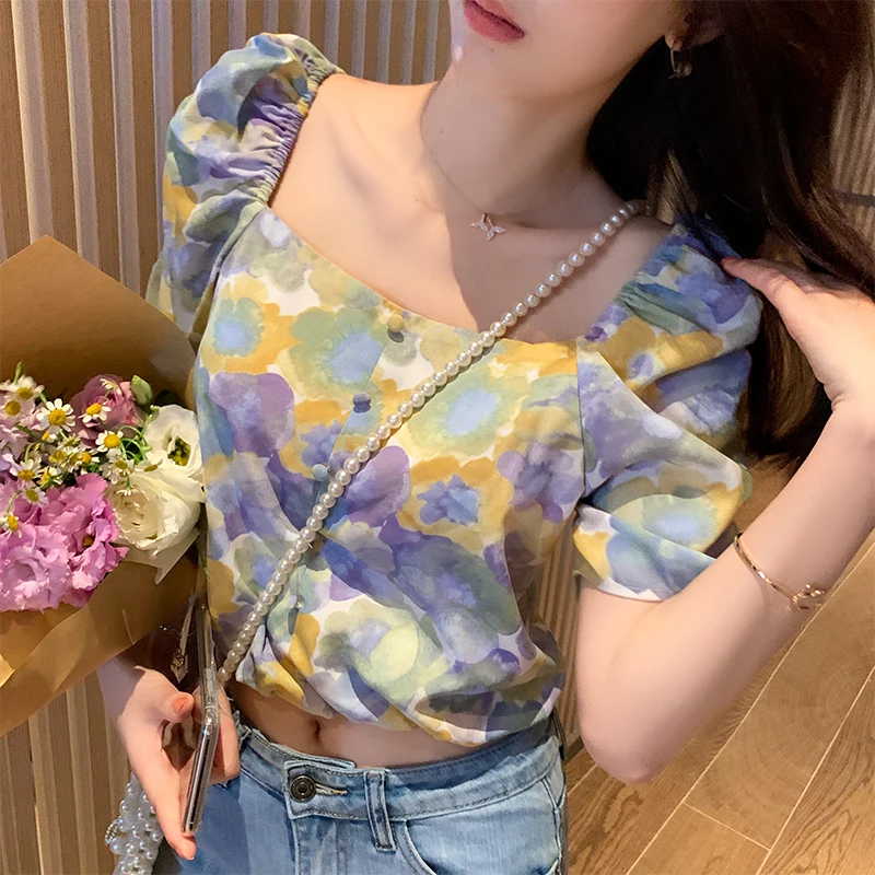 MISHOW 2020 летние новые женские короткие рубашки с цветочным принтом винтажные