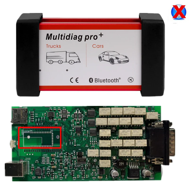 Зеленый одноплатный PCB vci TCS с bluetooth. R3/. R1 PRO Multidiag для автомобилей грузовиков диагностический инструмент - Цвет: Multidiag No BT
