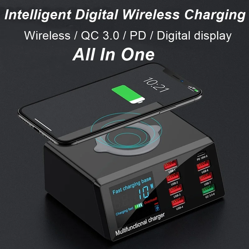 Зарядная станция TONGDAYTECH беспроводная зарядка 7 USB портов | Мобильные телефоны и