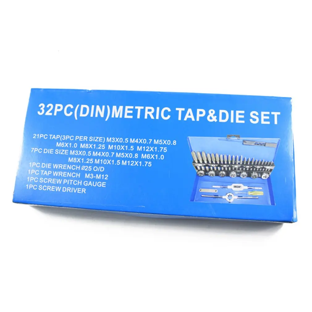 

32PCS Professional Tap Die Set Sheet Metal Hand Tools For Straight Accurate Thread Cutting With Storage Case
