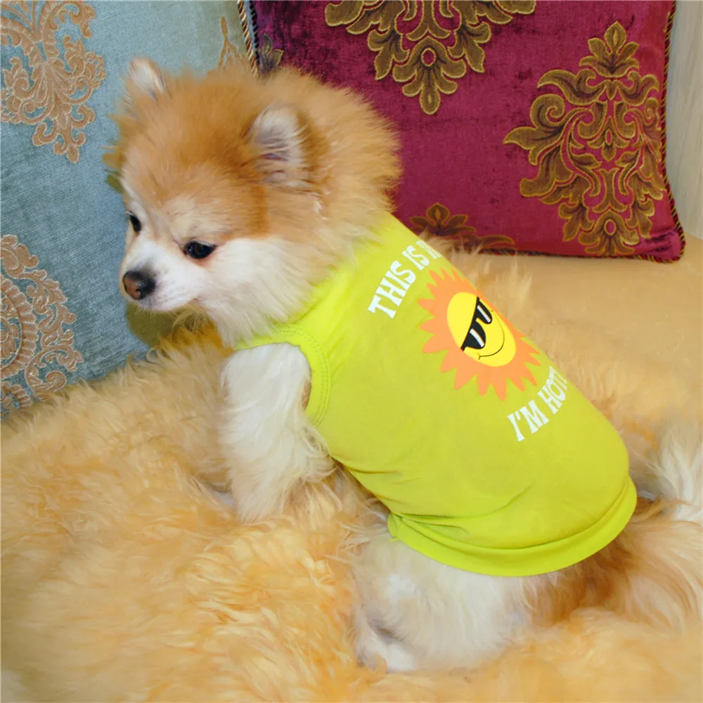 Personalized Sun Pattern Xxxs Pet Clothes for Dogs Summer Puppy Pitbull Cheap Dog Small Vest | Дом и сад