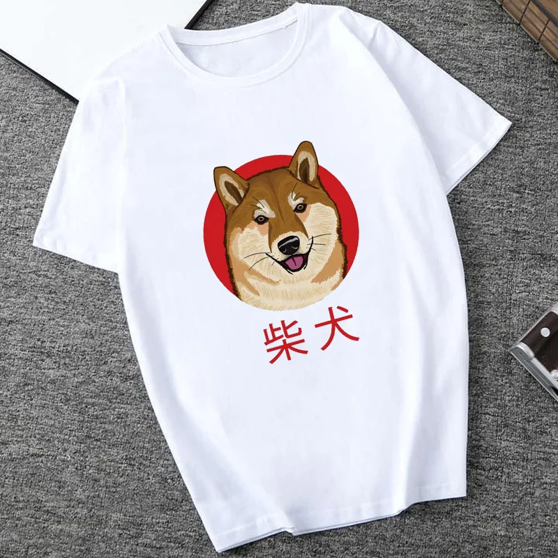 Футболка женская с изображением Сиба-ину свободная рубашка забавным графическим