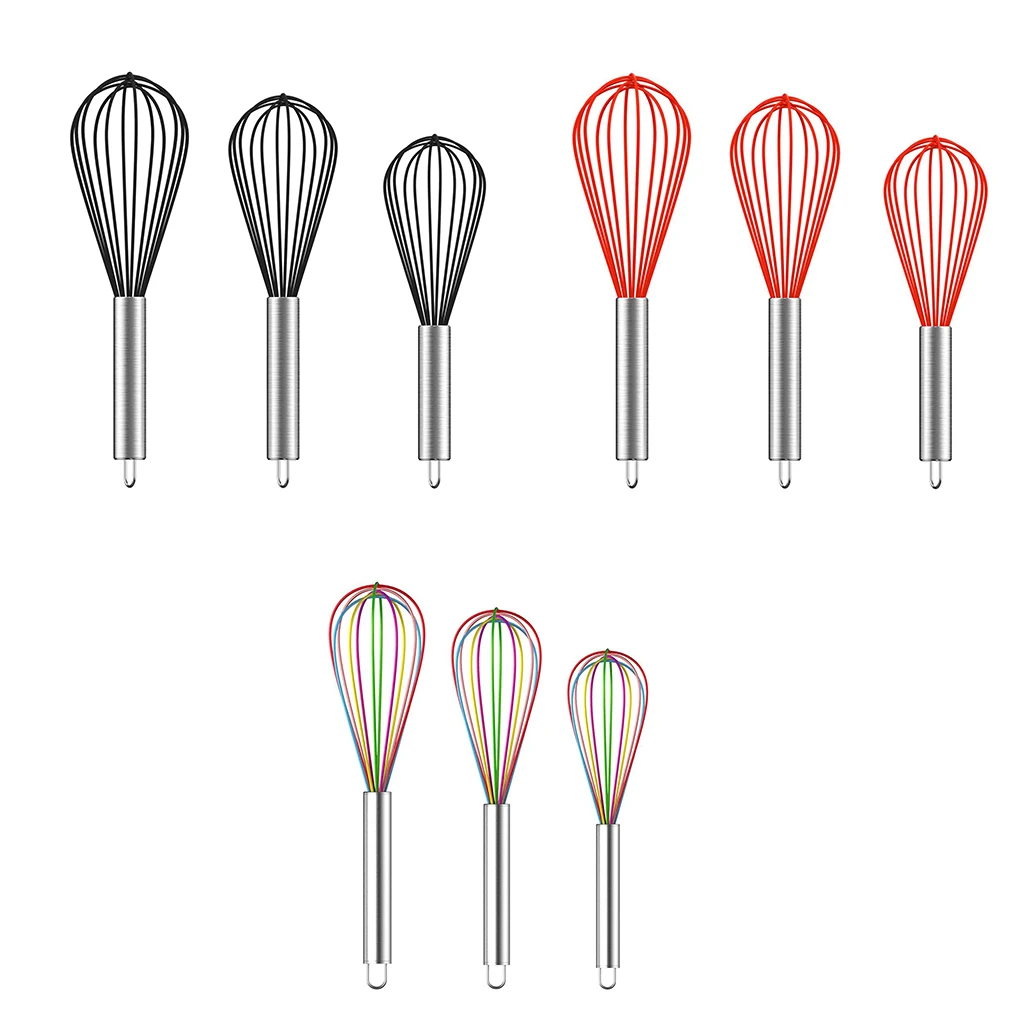 

3pcs/set Multifunctional Rotary Manual Egg Beater Mixer Mini Plastic Kitchen Egg Whisk Bake Tool Egg Agitator Silicone Whisk