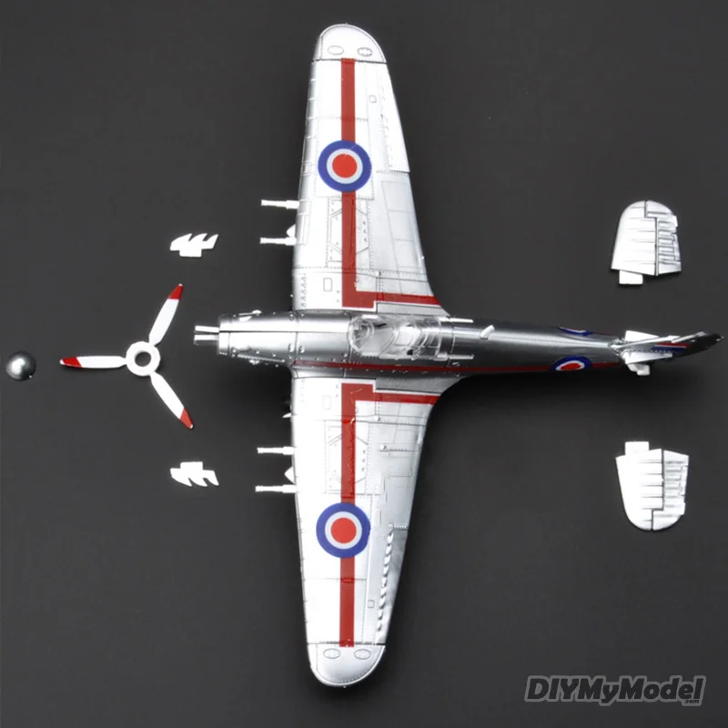 Juego de 6 piezas de diferentes colores para ni&ntilde;os, juguete de simulaci&oacute;n de combate, juegos de herramientas de construcci&oacute;n, avi&oacute;n fundido a presi&oacute;n War-II, caza de hurac&aacute;n, 1/48-2