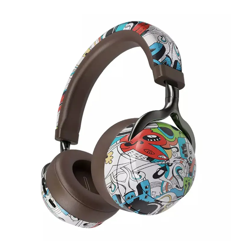 

VJ086 наушников металлическая Беспроводной Bluetooth граффити гарнитура с микрофоном сабвуфер с героями мультфильмов игровая гарнитура Поддержк...