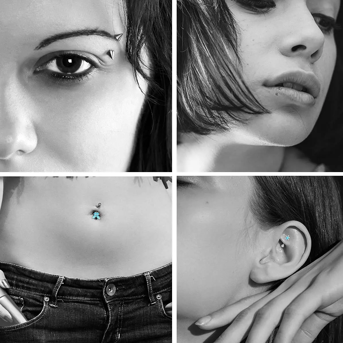 1Pcs 16G Rook Daith Earrings Stainless Steel Belly Lip Ring Cartilage Tragus CZ Body Piercing Curved Barbell Eyebrow Rings 6MM images - 6