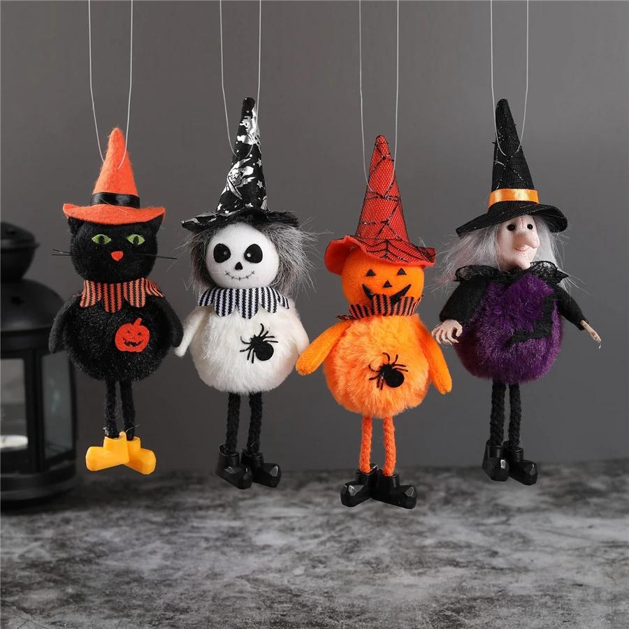 

Halloween Decor Hanging Ornaments Pumpkin Witch Black Cat Skeleton Round Body Belly Drop Halloween Decoration Dolls Kids Gift