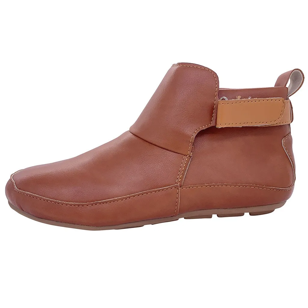 Женские ботинки винтажные Кожаные Мягкие Водонепроницаемые на плоской подошве