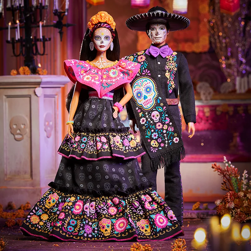 

Barbie Day of The Dead Doll 2021New Calavera Face Paint Wearing Traditional Embroidered Dress Doll Gifts Suitable for Collectors