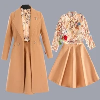autumn winter three piece skirt women mid length suit 2021 female new thick woolen korean style temperament slim skirt suit a696
