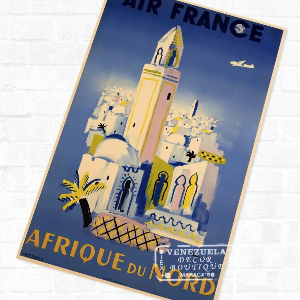 С принтом &quotпоп арт&quot Air France Северной Африке Винтаж для путешествий в стиле