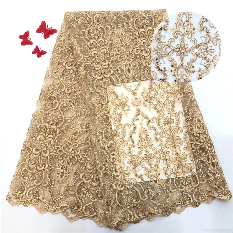 

Cassiel Beautiful sequins lace fabric 2019 Luxury French net lace fabric high quality tulle mesh lace fabric 5 Yards