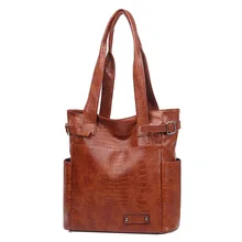 Womens Shoulder Bags Fashion Handbag Womens Leather Shopper Alligator Pattern Top Handle Tote Square Large Capacity Bags