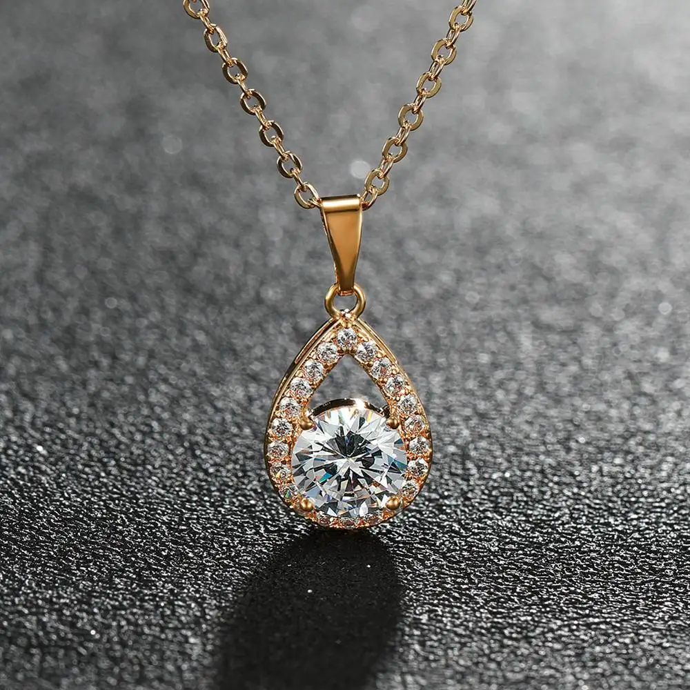 Подвеска в виде капли воды с кристаллами RongXing свадебные ожерелья для женщин