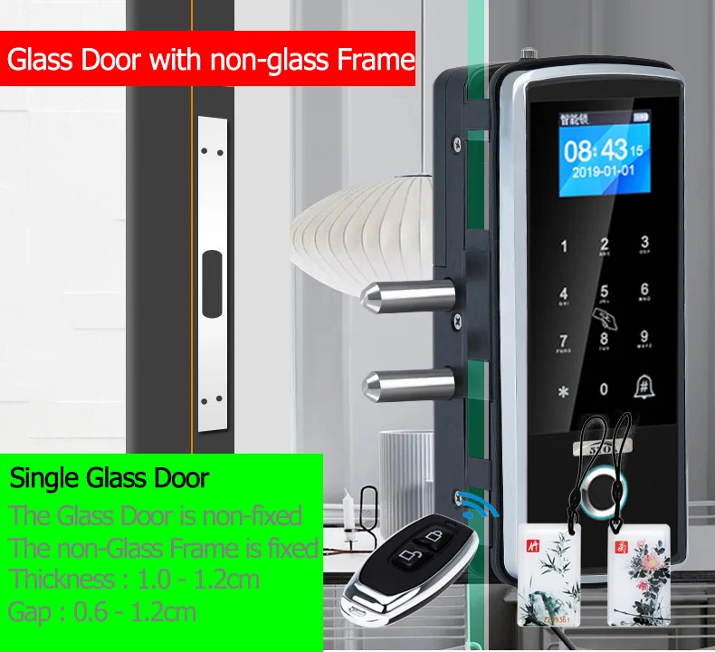 RC Frame not Glass Smart Door Fingerprint Lock Electronic Digital Gate Opener Electric RFID Biometric finger print security Glass Password Card - Цвет: RC Frame not Glass