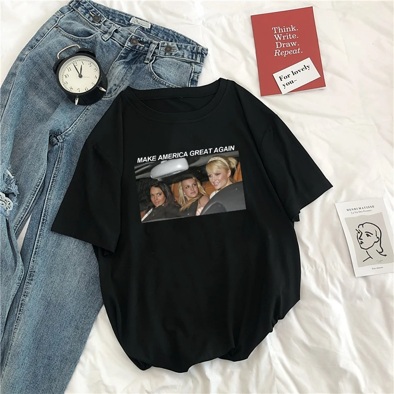 Женская свободная футболка Harajuku Повседневная модная большого размера с надписью