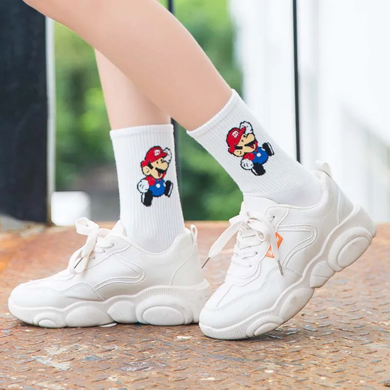 Женские Длинные хлопковые носки длинные средней длины в стиле Харадзюку для