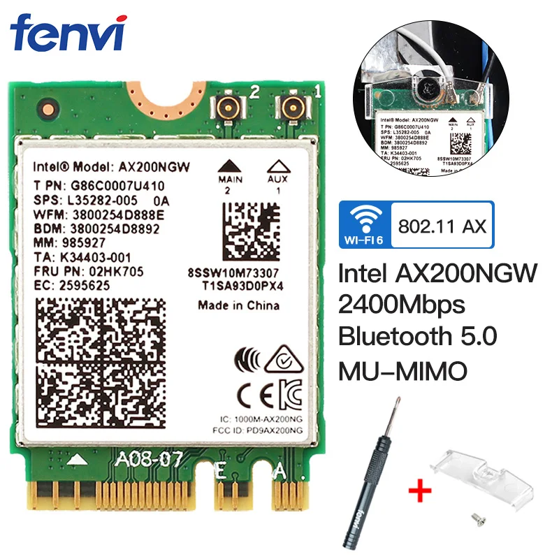 Двухдиапазонный 2 4 Гбит/с беспроводной Intel Wi-Fi 6 AX200 Bluetooth 5 0 802. 11ax/ac MU-MIMO 2x2 Wifi NGFF M.2