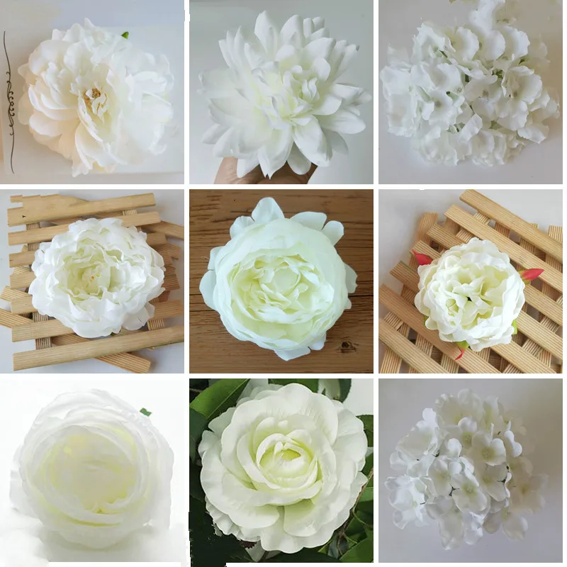 Белый искусственный шёлковый пион роза Гортензия свадебный букет свадьба день