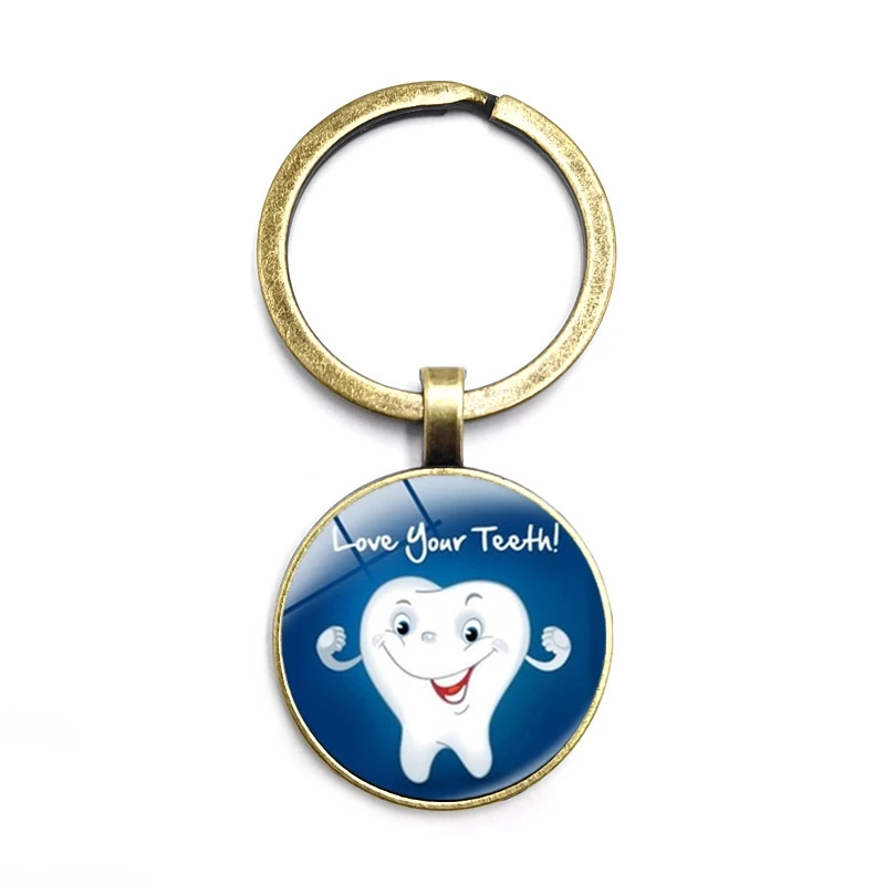 

2020 Love Your Teeth Pendant Keychain Here Comes Santa Floss Handmade Keychains Fashion Jewelry Glass Gift