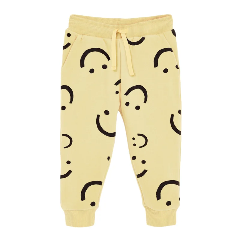 

Little maven Cartoon Boys Cotton Pants Winter Yellow Smile Pattern Plus Velvet Trousers Casual Children Clothing 2-7years