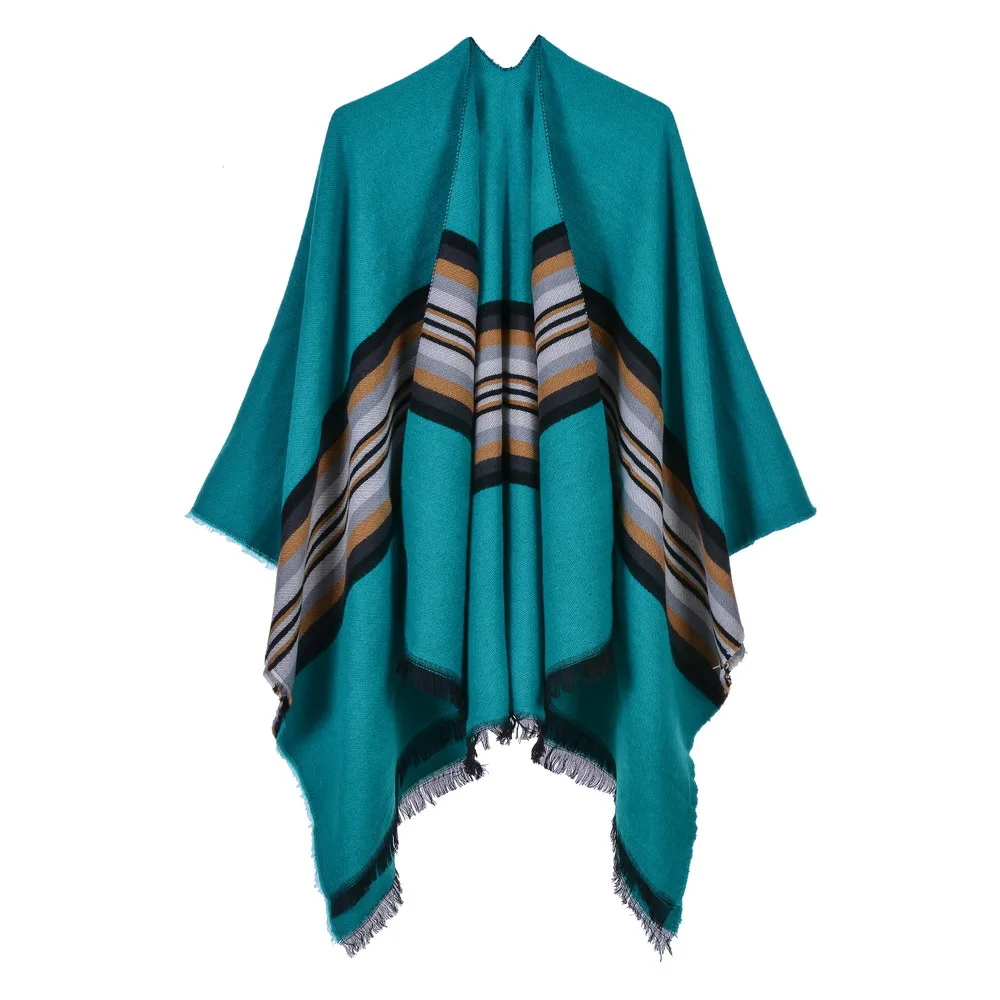 

Retro With Strips Soft Pashmina For Women Long Poncho Winter Scarfs Ladies Women's Gift Shawl Wrap Thick Windproof