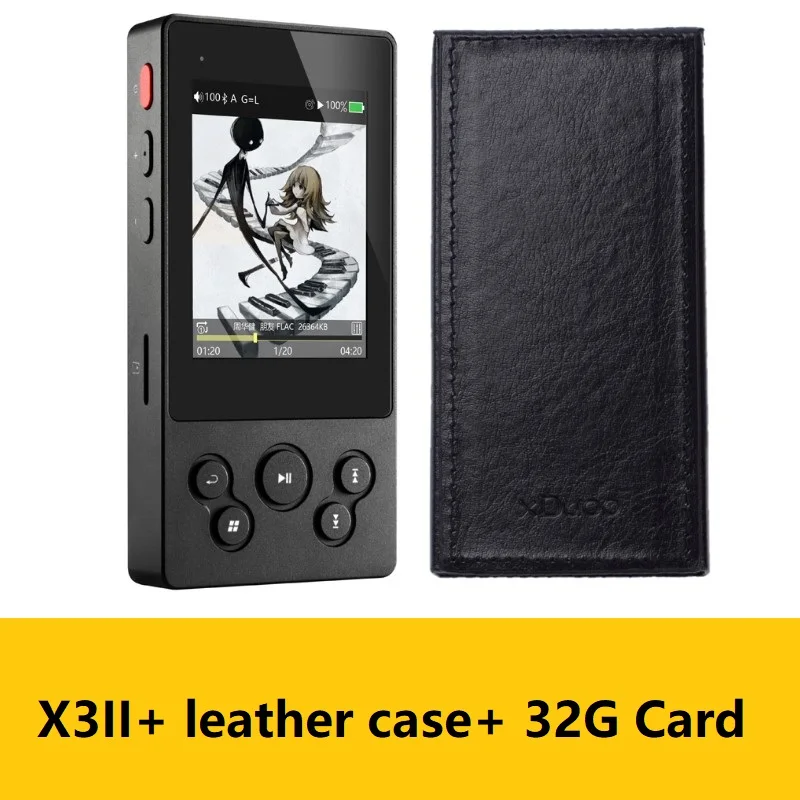 32G and leather case XDUOO X3II X3 II AK4490 USB DAC Bluetooth портативный HD MP3/WAV/FLAC музыкальный плеер DSD128 Hiby Link встроенный контроль - Цвет: 32G and leather case