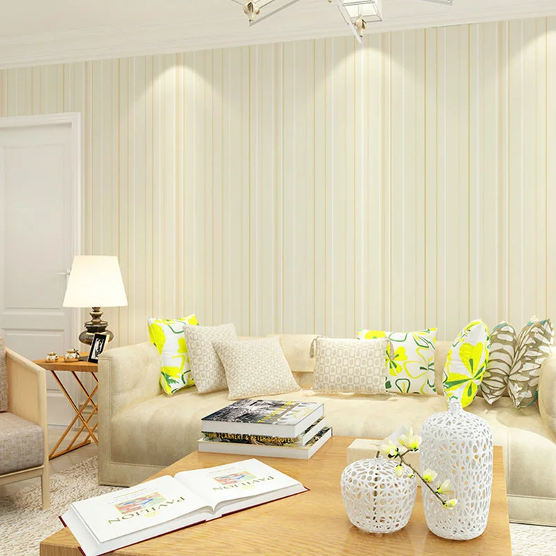 

3D Wallpaper Simple Vertical Strip Non-woven Fabric Modern Wallpaper Bedroom Living Room Home Decoration Wallpaper